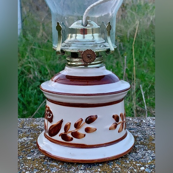 Vintage Unused LAMPLIGHT FARMS Glazed Ceramic Kerosene Oil Lantern Lamp - Picture 5 of 12